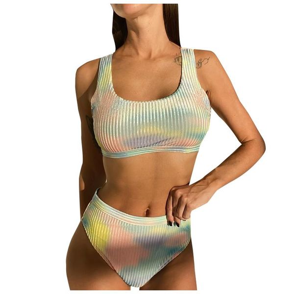 

women's swimwear women tie-dye print push-up padded bra beach bikini set swimsuit beachwear de playa traje baÃ±o, White;black