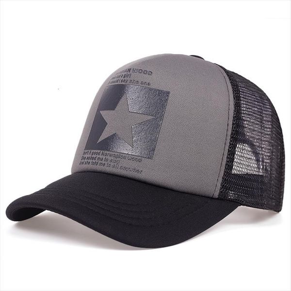 

five pointed star printed baseball cap spring summer breathable net caps men women outdoor sun shade hat adjustable wild, Blue;gray