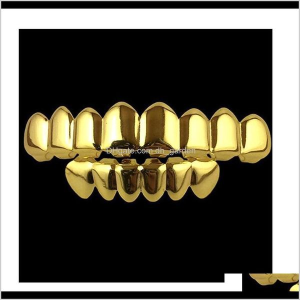 Labret, Lip Piercing Jewelry Drop entrega 2021 8 Fangs Moda Gold Rodium hiphop dentes Grillz Bottom rock grades dentárias