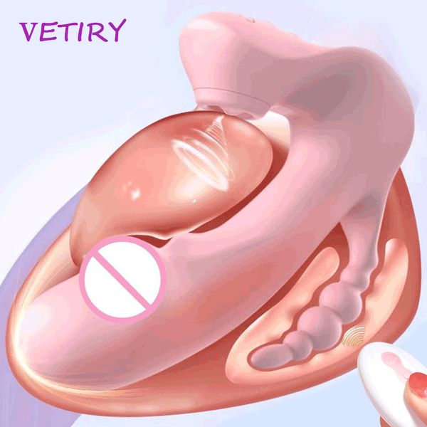 Clitoris Zuigen Vibrator Anale Stimulator 3 IN 1 Wearable Dildo Rotatie Kralen Vagina G-spot Massage sexy Speelgoed voor Vrouwen