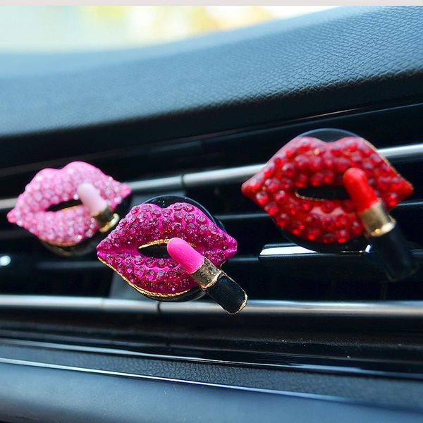 

car air freshener perfume clip diamond red lips vent clips conditioning outlet
