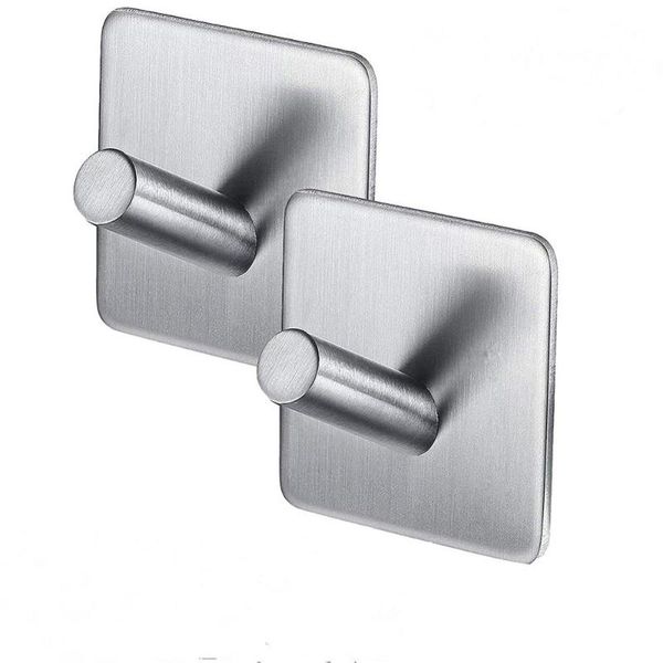 

robe hooks 2pcs adhesive stainless steel wall hook clothes hanger towel coat door bathroom kitchen accessories