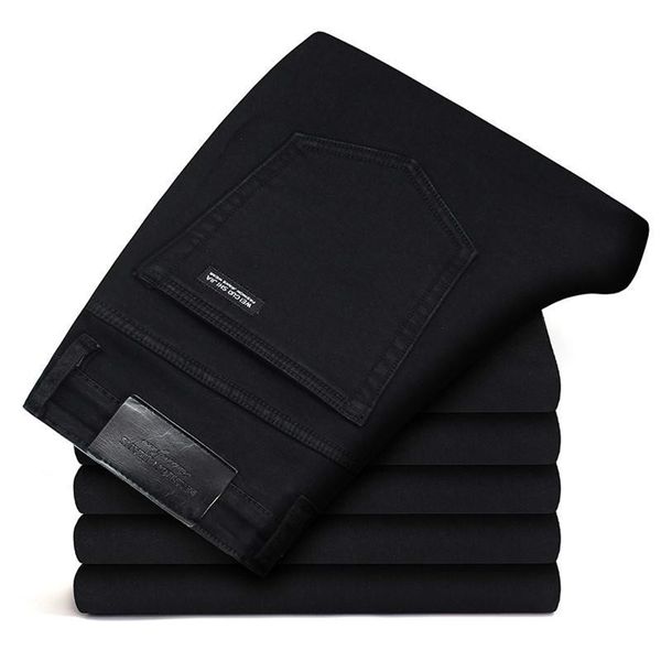 

autumn classic style pure black stretch men's jeans fashion casual slim-fit denim pants male brand trousers 211011, Blue
