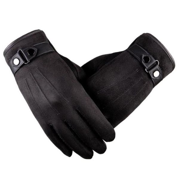 

fingerless gloves winter men faux suede leather full finger anti slip warm snowboard motorcycle mitten #1121 a2#, Blue;gray