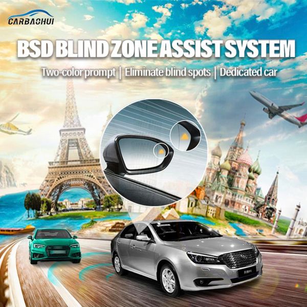 

car rear view cameras& parking sensors bsd bsm bsa blind area spot warning drive mirror radar microwave detection system for faw urn b90 201