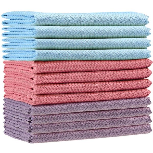 

towel 12 pcs is er double-layer absorbent microfiber kitchen dish cloth non-stick oil household cleaning wiping tool#g30
