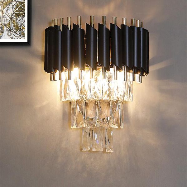 

wall lamps led sconces lighting bedroom living room crystal lamp ac90-260v bedside decor light fixture