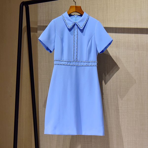 

fashion manga short turn down collar beading dress women clothing, Black;gray