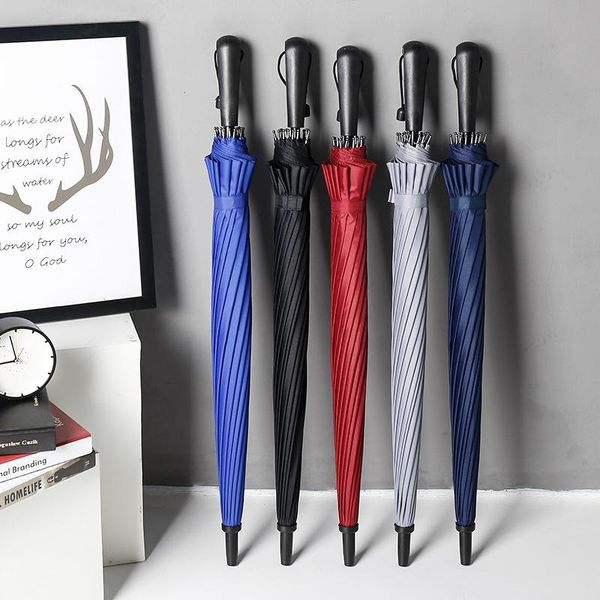 

umbrellas custom logo creative automatic long handle umbrella 16 bones weatherproof solid color double simple business advertisin