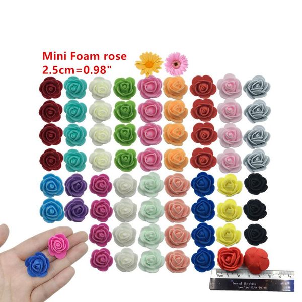 

decorative flowers & wreaths 50/100pcs 2.5cm mini foam rose artificial diy gifts box wedding christmas home decor 19 color