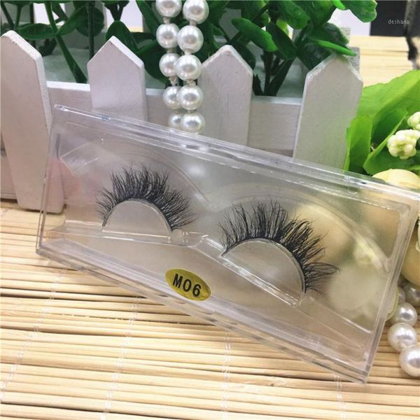 

pair 3d think false eyelashes natural multi layer thick cross eye lashes makeup extension tools lahse box m01-m10 c5311