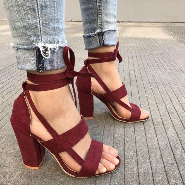 

dress shoes women gladiator ankle wrap sandals 2021 woman roman summer lace up high heels ladies fashion pumps female cross plus size, Black
