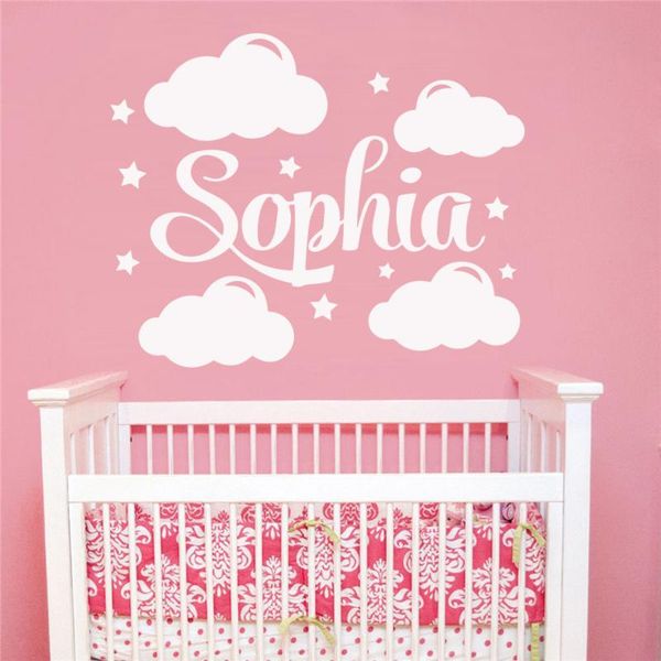 

wall stickers custom babies name cloud stars waterproof art decor for kids rooms nursery room decoration murals