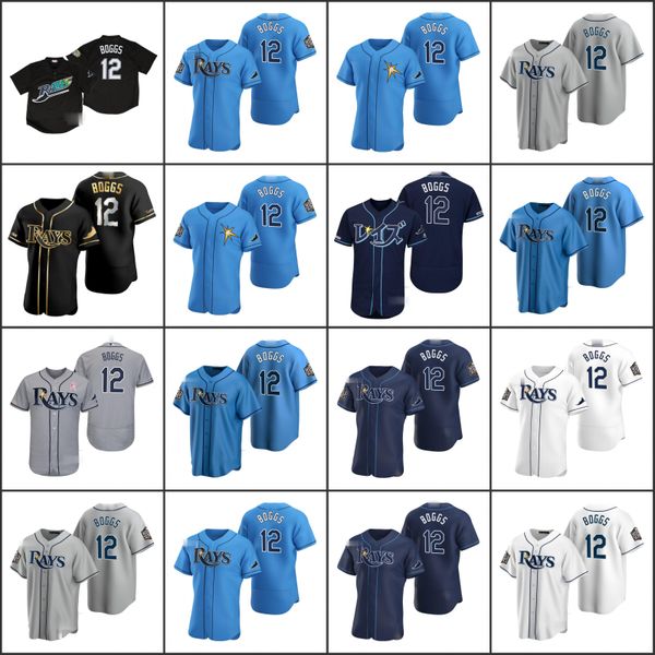 

tampa bay rays men 12 wade boggs women youthjersey, Black;red
