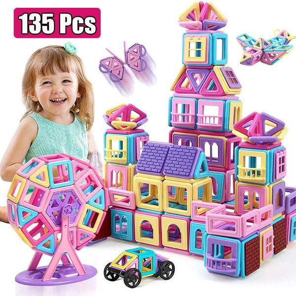 135pcs tamanho grande conjunto de construção para meninas blocos magnéticos modelo edifício brinquedos educativos brinquedos para crianças q0723