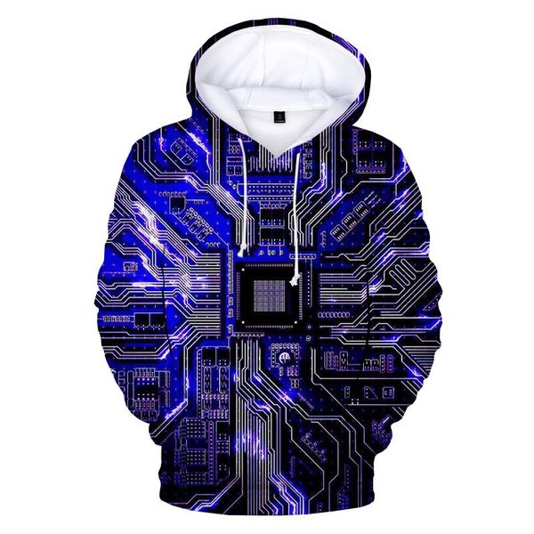 

men's hoodies & sweatshirts electronic chip 3d printing sweatshirt women's casual hip hop harajuku pullover 2021 fall fashion hood, Black