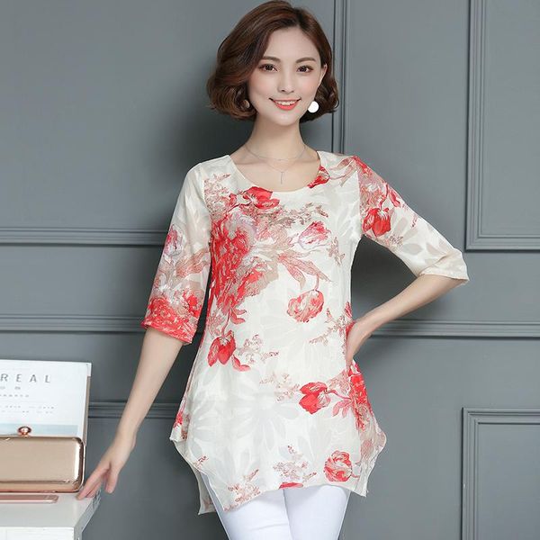 

women's blouses & shirts plus size embroidery chiffon blouse shirt summer casual loose women short sleeve feminina blusas ver o 2021 1, White