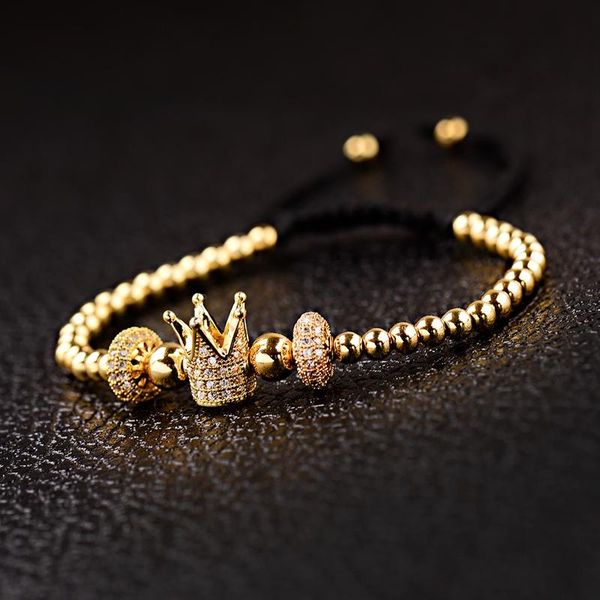 

crown&tire cz charm men bracelet beads bracelets luxurious white cubic zirconia women jewelry ab1295 beaded, strands, Black