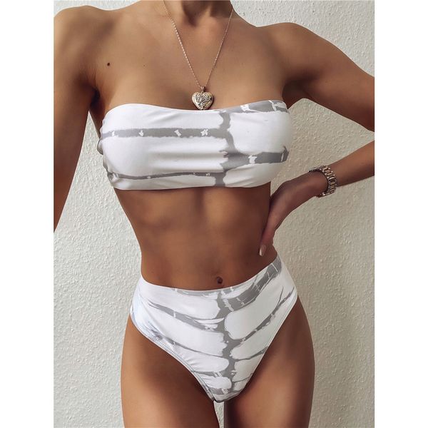 

bandeau high waist bikini female swimsuit women swimwear two-pieces bikini set strapless bather bathing suit swim k2223