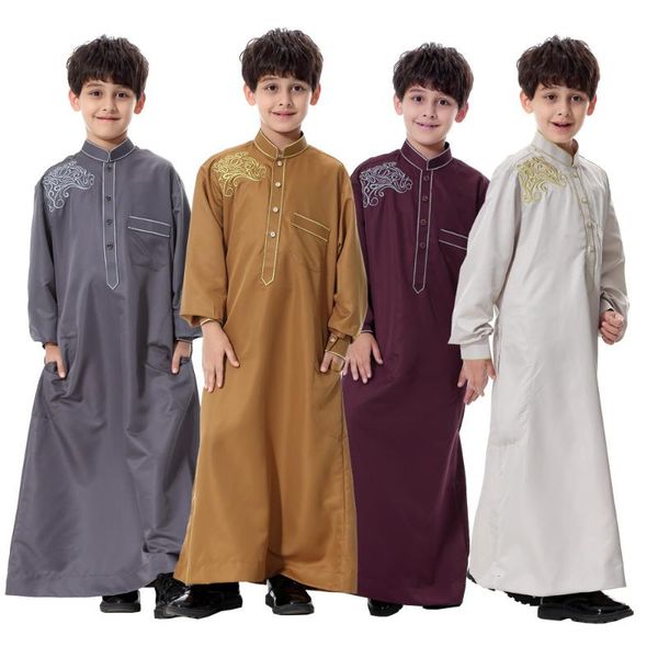 

ethnic clothing teenager boy arabic robe baby long sleeve emboridery saudi arabia muslim islamic men thobe ramadan costumes kaftan, Red
