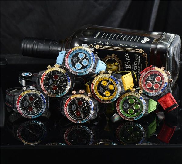 

stainless steel mens gold watches rainbow diamond echanical hand winding wrist watch montre luxe sport 12 colors, Slivery;brown