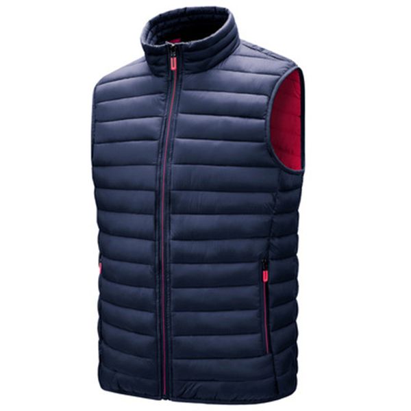 

man lightweight waistcoat down coats fashion trend windproof warm up stand neck puffer jacket designer winter male casual vest puff jackets, Black