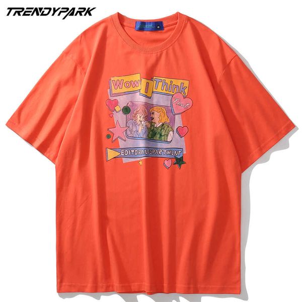 Harajuku t - shirts meninas dos desenhos animados que falam engraçado cópia tshirts Hip Hop Casual Streetwear T-shirt camiseta Moda manga curta Tops 210601