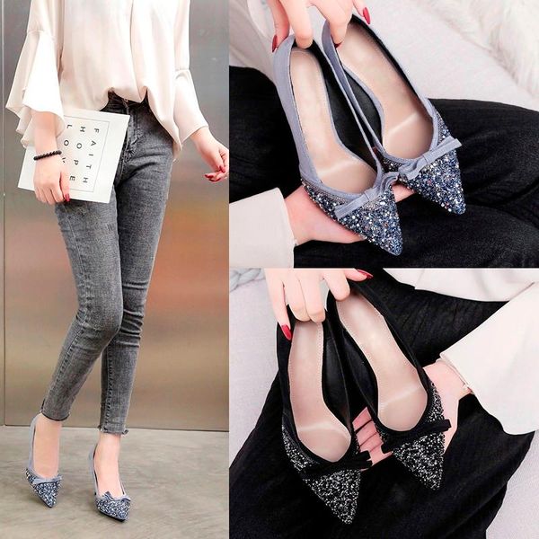 

dress shoes all-match spring and autumn french stiletto heels, Black