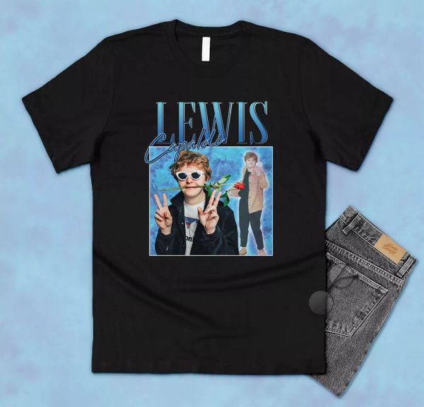 

lewis capaldi homage t-shirt tee funny 90's naughties retro vintage sunglasses, White;black