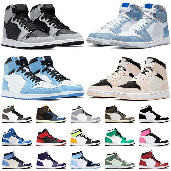 

jump man jors 1 1s basket ball men shoes shattered backboard unc gold cactus jack obsidian banned bred toe sneakers sport trainer outdoor fa, Black