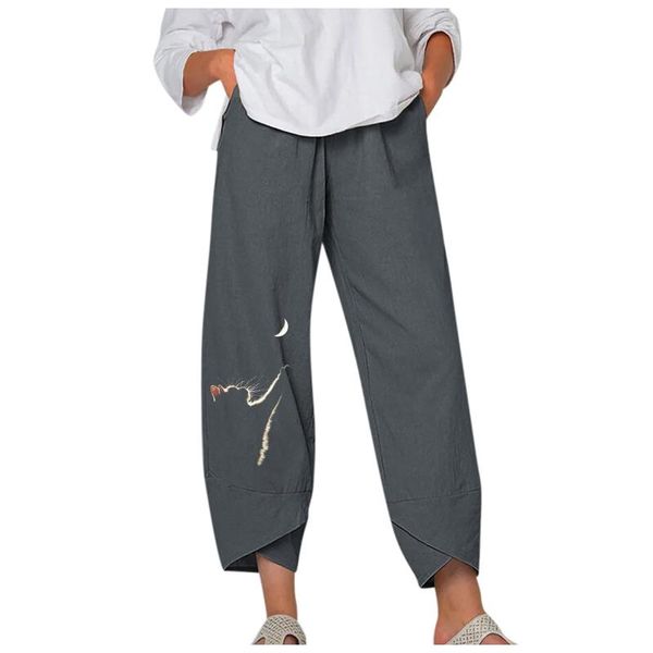 

yoga outfit women's summer casual loose cotton and linen embroidered wide-leg pants women hip push up tights gym clothing 2021 #12