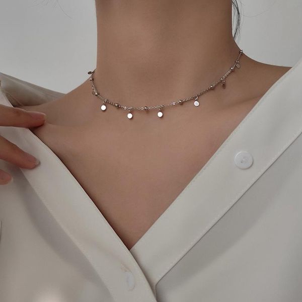 

chokers 1pc light bead girl heart disc tassel clavicle chain-silver necklace extend chain women jewelry |choker necklaces fashion, Golden;silver