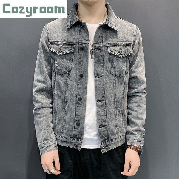 

japanese vintage denim jacket spring men's light blue lapel coat korean slim fashion casual plus size clothing jackets, Black;brown