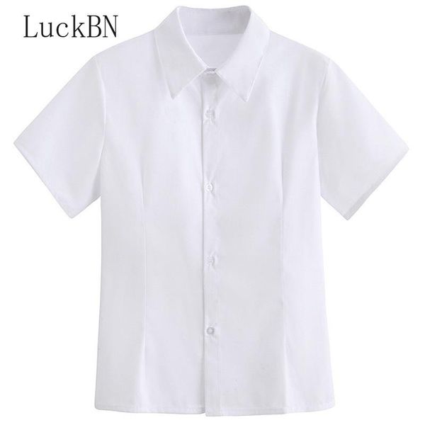 Bloups feminina camisas xs-5xl tamanho grande colégio japonês feminino casual blusa doce estudante menina camisa branca colarinho de lapela de manga curta wor