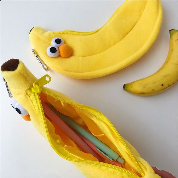 

bry south korea ins storage box boxbig bags eyes banana plush pencil case storage bag cute cartoon student plush pencil case