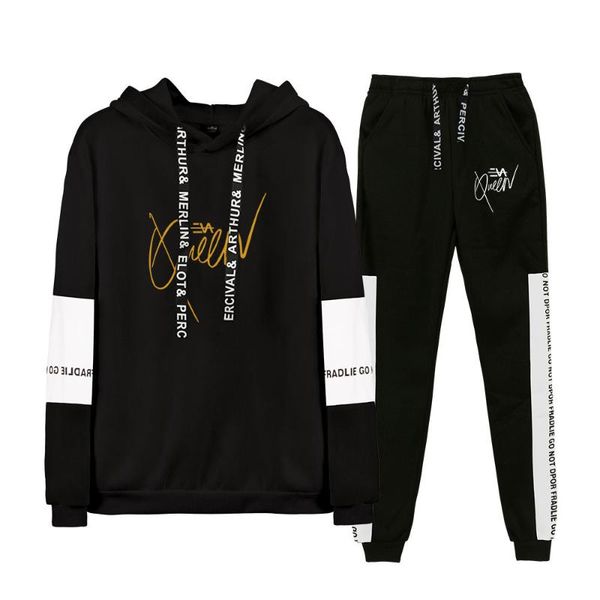 

men's hoodies & sweatshirts eva queen womens two piece set sweatpants hooded boy/girls plus size sudaderas, Black
