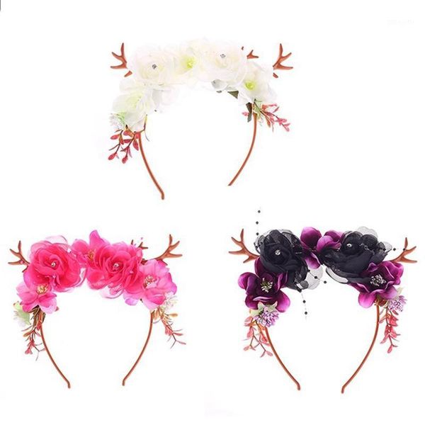 

halloween flower antlers headband animal headdress1