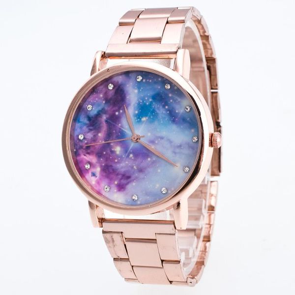 

luxury women watches fashion starry sky watch rose gold womens ladies stainless steel quartz wristwatches, Slivery;brown