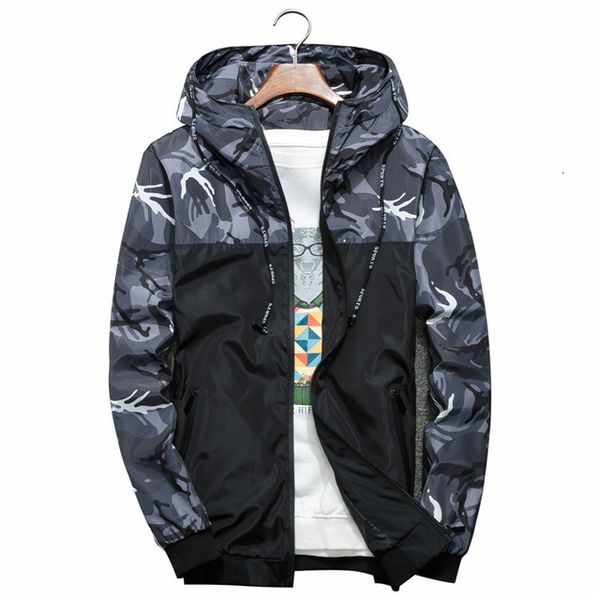 

e-baihui spring autumn men's jackets camouflage military hooded coats casual zipper male windbreaker men brand clothing, Black;brown