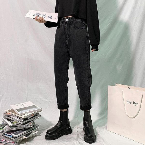 

high waisted mom loose womens jean harem pants denim plus size trousers women blue grey pantalones vaqueros