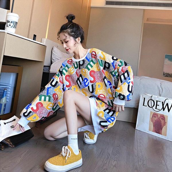 

women's hoodies & sweatshirts sweater 2021 spring and autumn loose thin idle style letters all-matching, Black