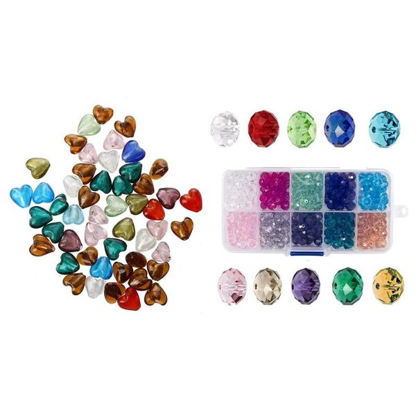 

other 50pc 12mm murano glass beads pendant heart with 300pc 8mm acrylic faceted crystal beaded