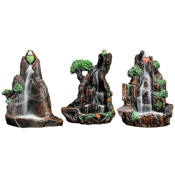 

fragrance lamps mountain smoke waterfall backflow incense cones resin burner stream censer holder home decor