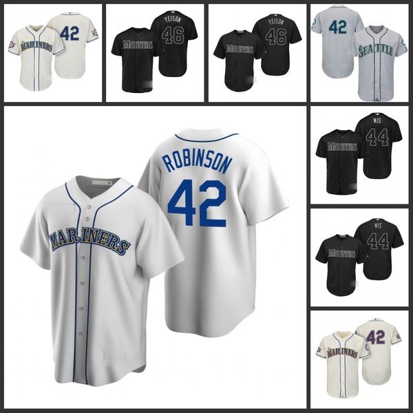 

seattle mariners men 44 matt wisler wis 42 jackie robinson gerson bautista yeison 46women youthjersey, Black;red