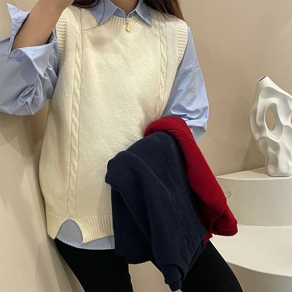 

xu weiping early round neck knitted women's autumn winter bottomed loose jacquard vt spring, Black;white