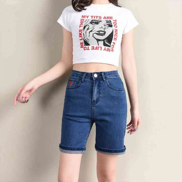 

jbersee high waist jeans womens short summer korean plus size woman clothing 26-38, White;black