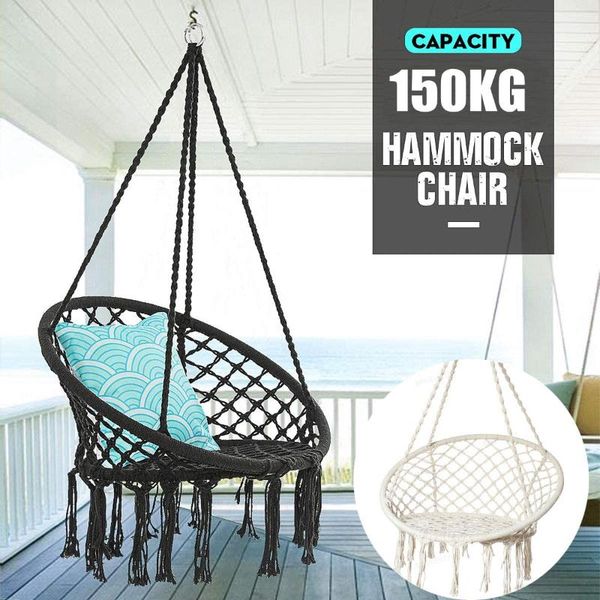

nordic cotton rope hammock chair handmade knitted indoor outdoor kids swing bed swinging hanging camp furniture