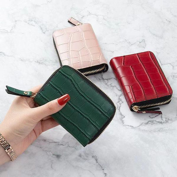 

card holders women business holder men pu leather wallet bag zipper credit/id/bank case coin purse, Brown;gray