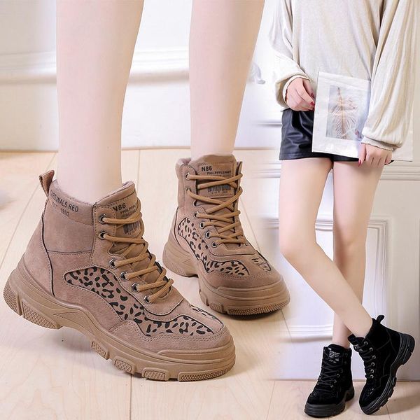 

boots boots' 2021 catchy british frosted leopard-print, Black