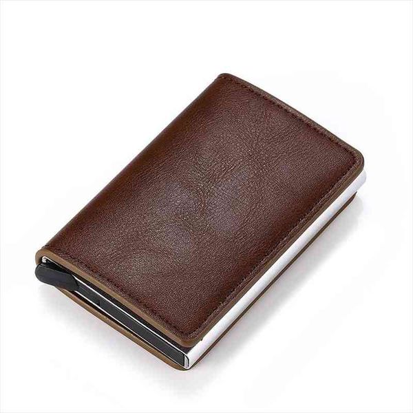 

anti theft brush smart wallet men auto eject card box purse business rfid aluminum metal credit belt bag, Red;black